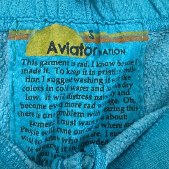 Aviator Nation Blue Neon Rainbow Stripe Logo Sweatpants Women Size Small - Picture 3 of 7